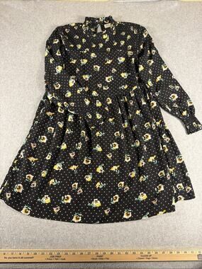 JDY Women’s Babydoll Floral Dress, 3/4 Puff Sleeve, Ruffle Neck